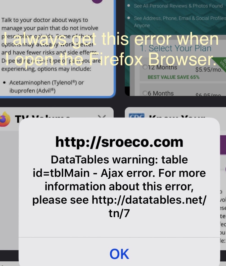 Error Message When I Open My Iphone 6s Datatables Forums