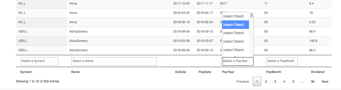 datatables removed showhide filter