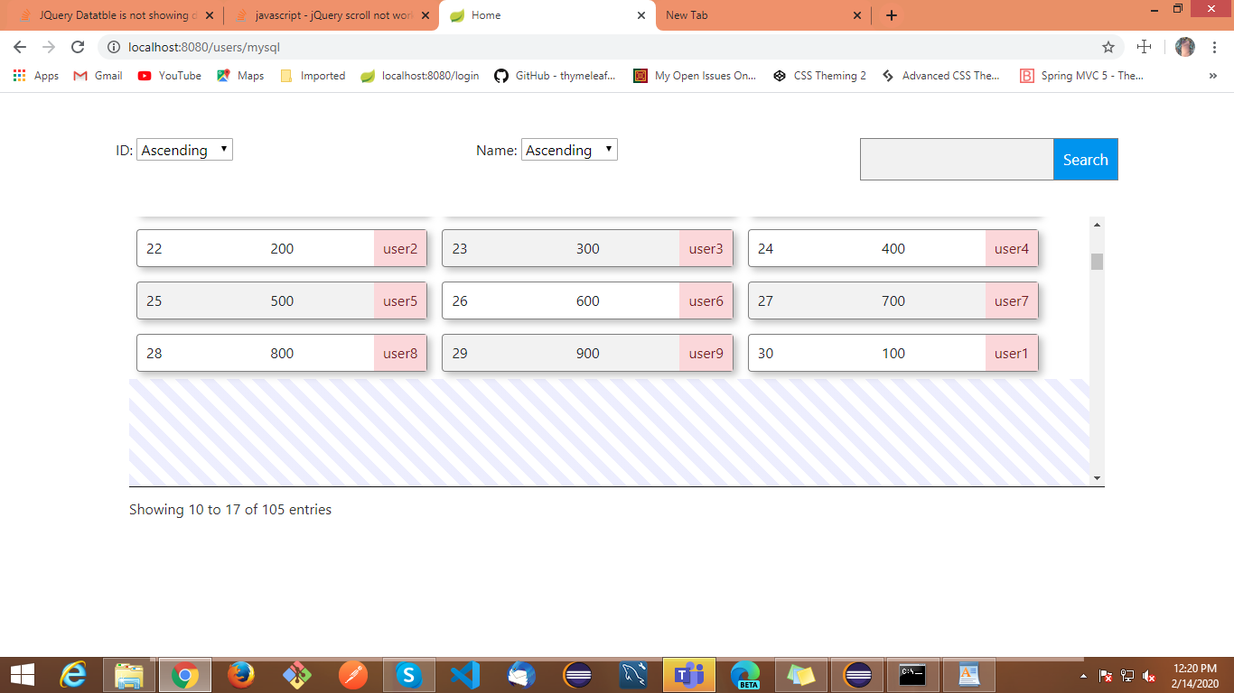 Jquery Datatble Is Not Showing Data Properly After Scrolling The Table Datatables Forums