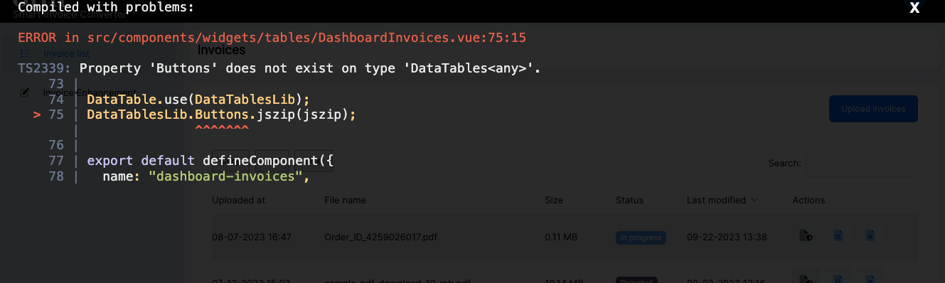 Vue 3 + Buttons Giving Error On Compilation — DataTables Forums