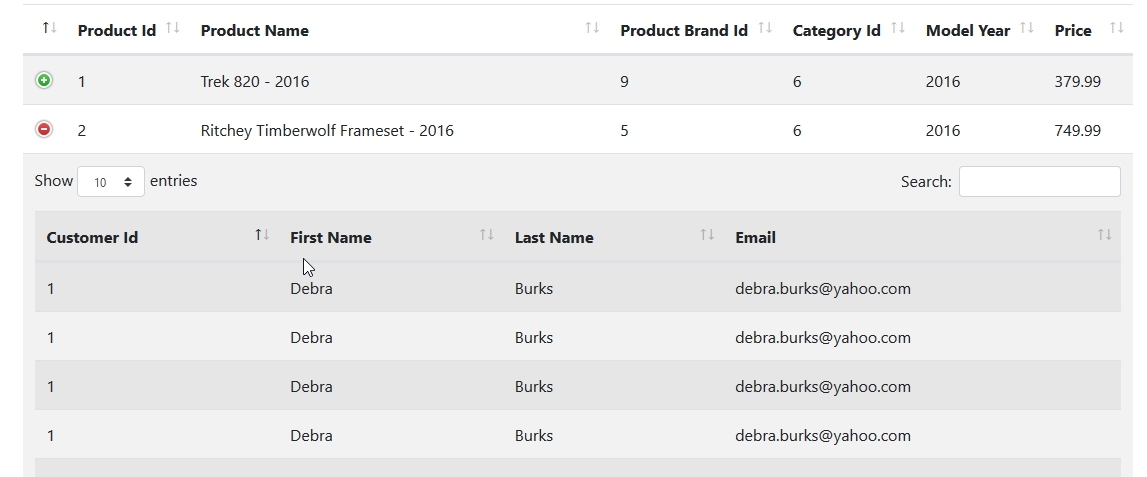 Grey Background in Parent -child Table — DataTables forums